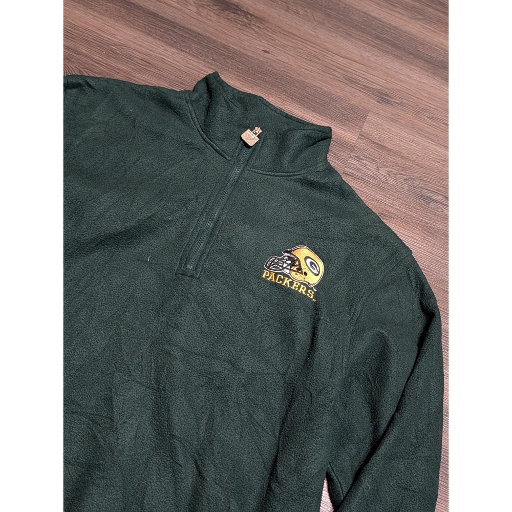 Vintage Logo 7 Green Bay Packers NFL Quarter Zip Fleece Pullover Green Mens M